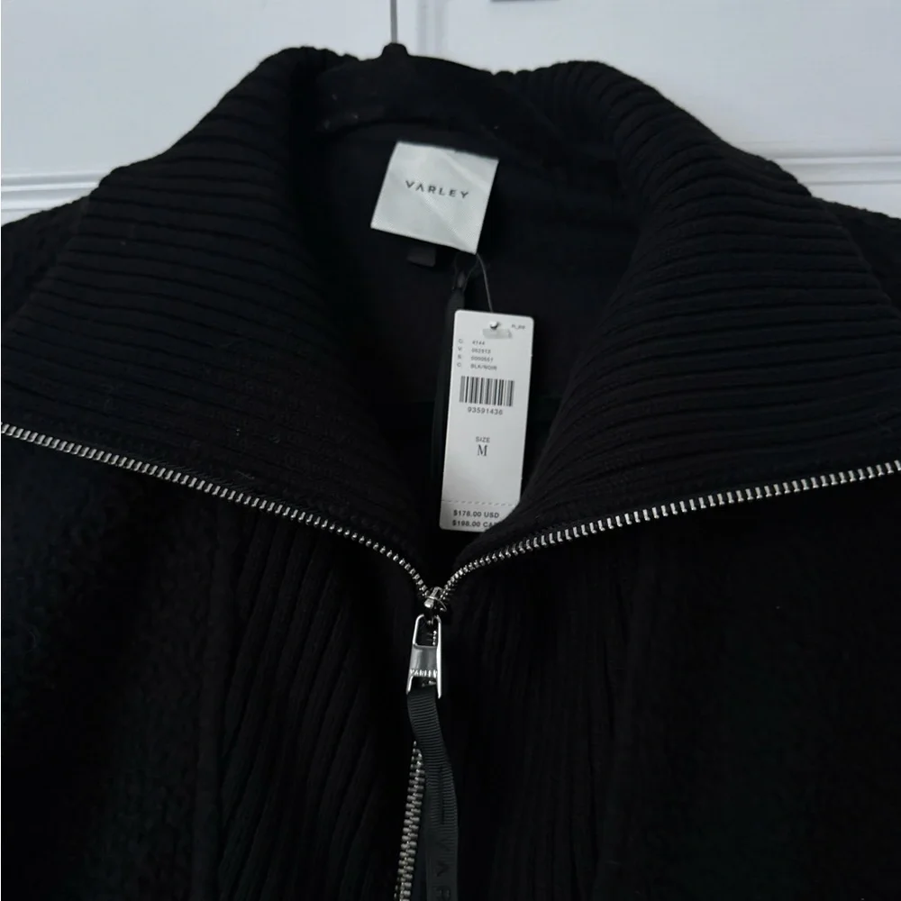 NWT new Anthropologie Varley Renea Fleece long Jacket in Black M super soft - Picture 7 of 8